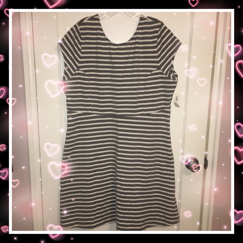 NWT Old Navy Casual Dress 👗 Cotton Grey & White